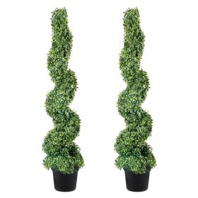 2 pcs. Artificial Boxwood Tower Topiary Spiral Artificial Plant 122cm high Decorative Plant Green Plastic PE Iron Topiary Plants incl. 10 pcs. Re