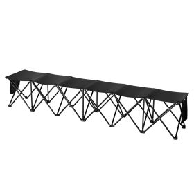 Portable Folding Bench, 6 Seat Foldable Soccer Bench with Side Pockets and Carrying Bag, Lightweight 600D Oxford Fabric Sideline Seating, for Foo