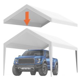 Carport Replacement Canopy Cover 10 x 20 ft, Garage Top Tent Shelter Tarp Heavy-Duty Waterproof & UV Protected, Easy Installation with Ball Bunge (Color: White, Model Type: Top Tarpaulin with Edges)